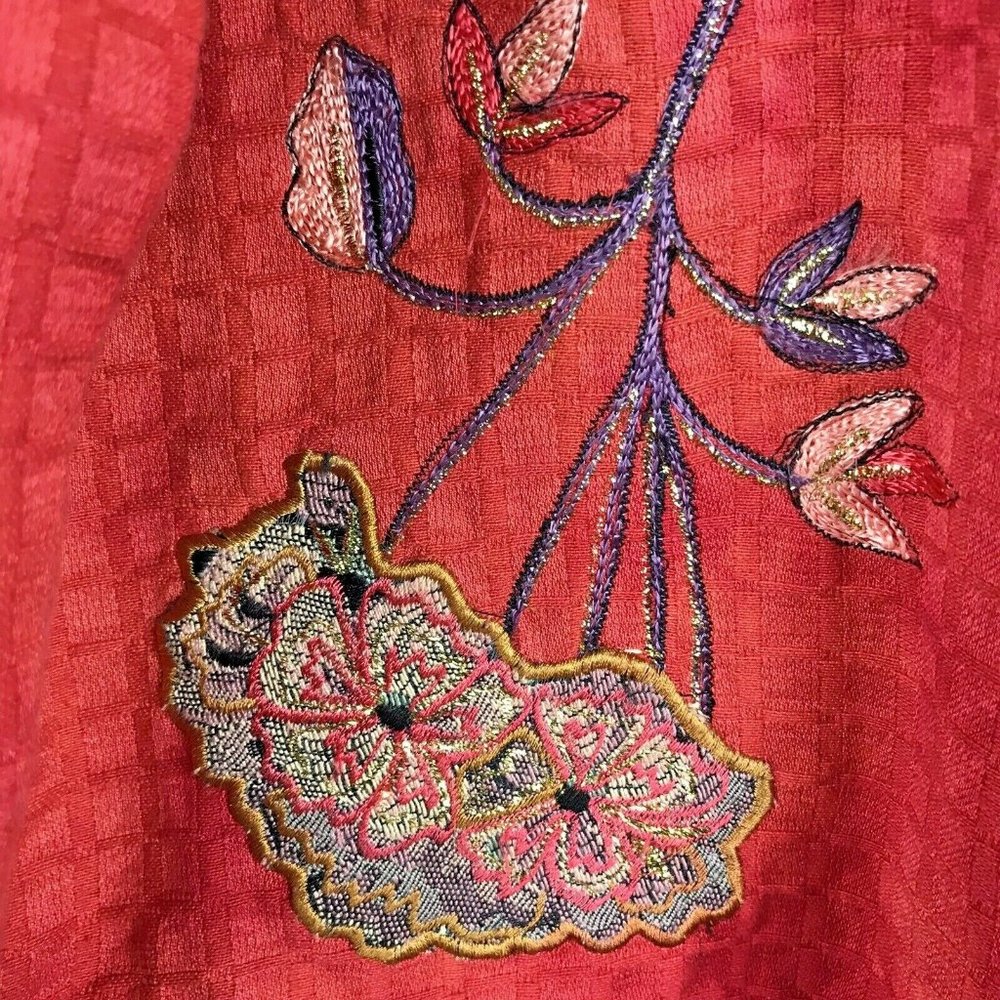 Drapers & Damons Red Textured Embroidered Jacket View 4